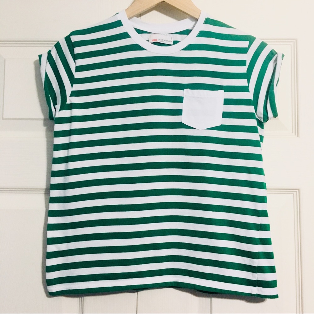 Bench Striped Crew Neck Short Sleeve Pocket Tee Shirt Top